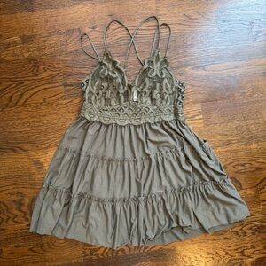Olive Lace Mini Dress